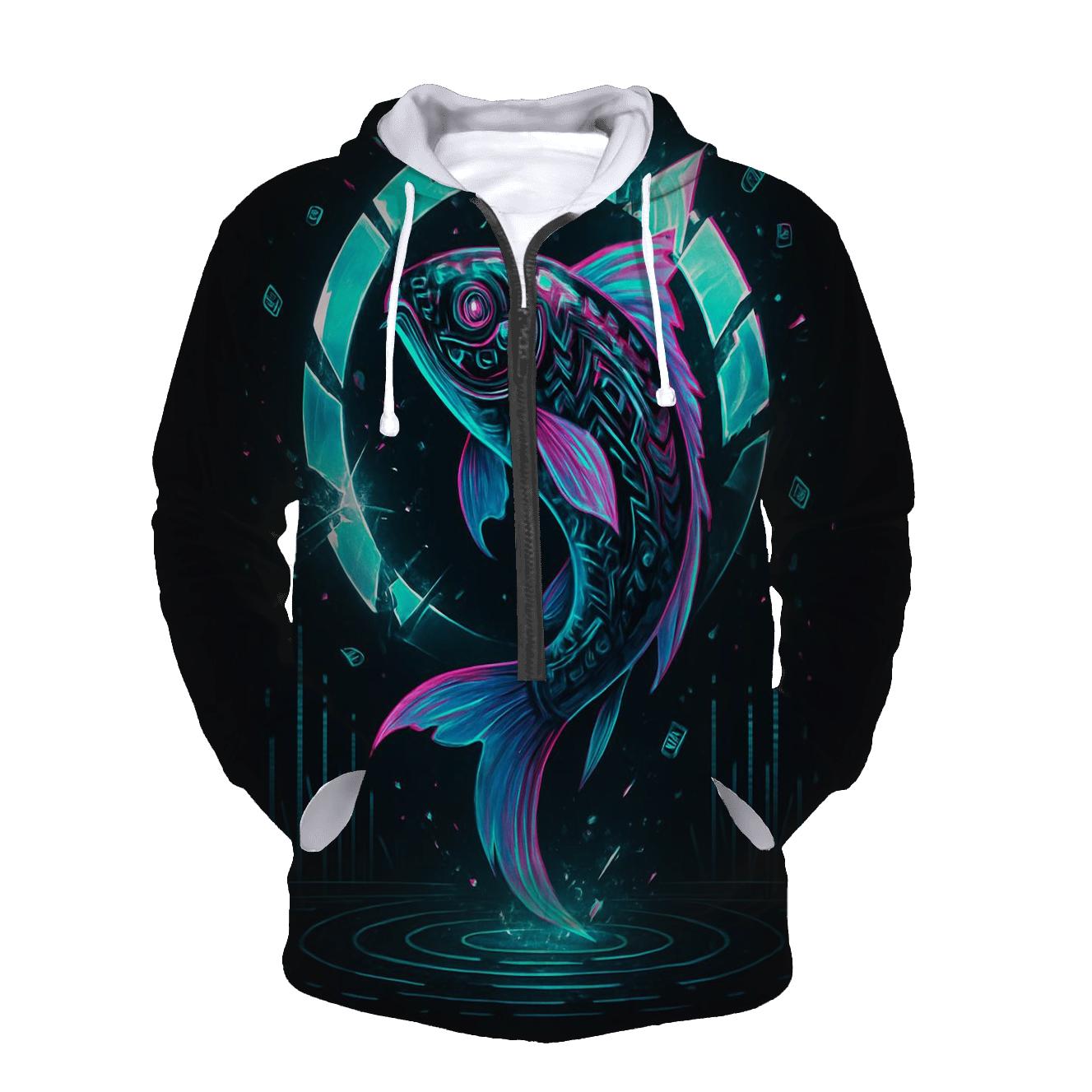 Neon Koi Of The Glitch Lagoon hoodie styles