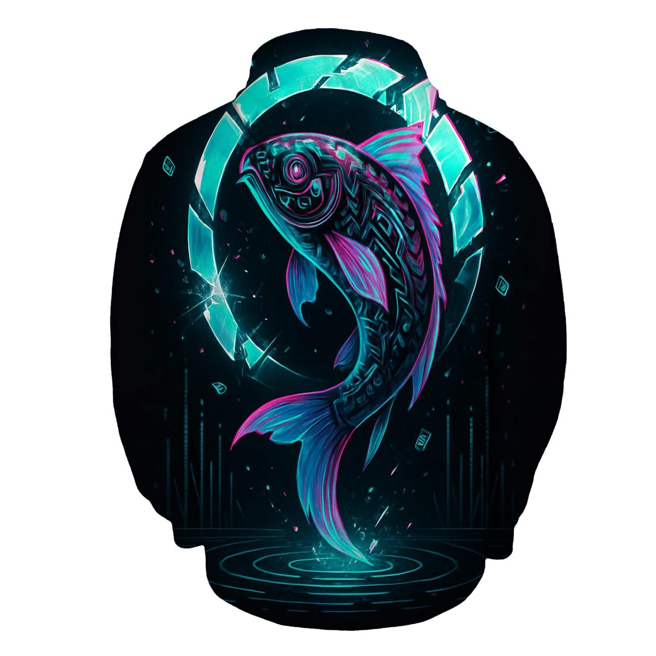 Neon Koi Of The Glitch Lagoon hoodie styles