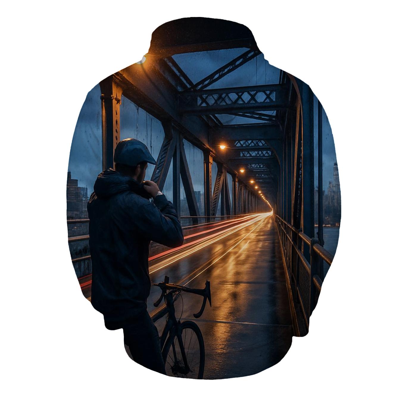 Rainy Blue Hour From The Manhattan Bridge Pedestrian Path premium hoodies