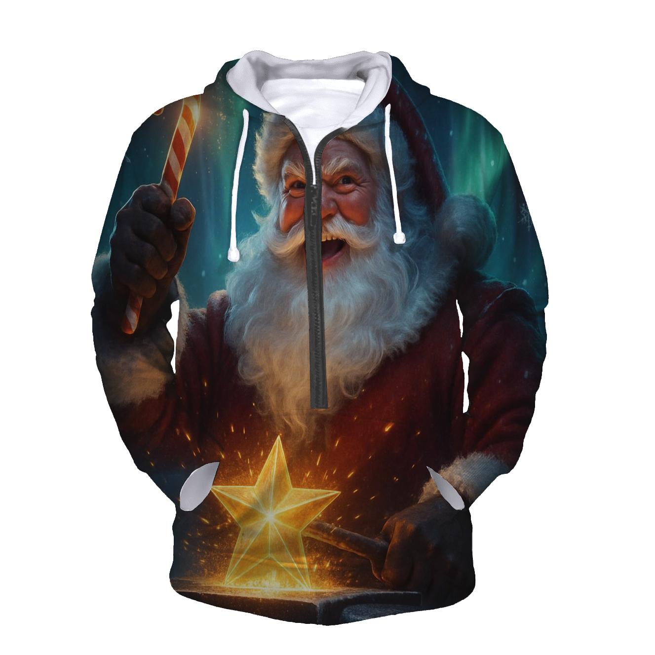 Frostfire Santa In The Aurora Forge premium hoodies