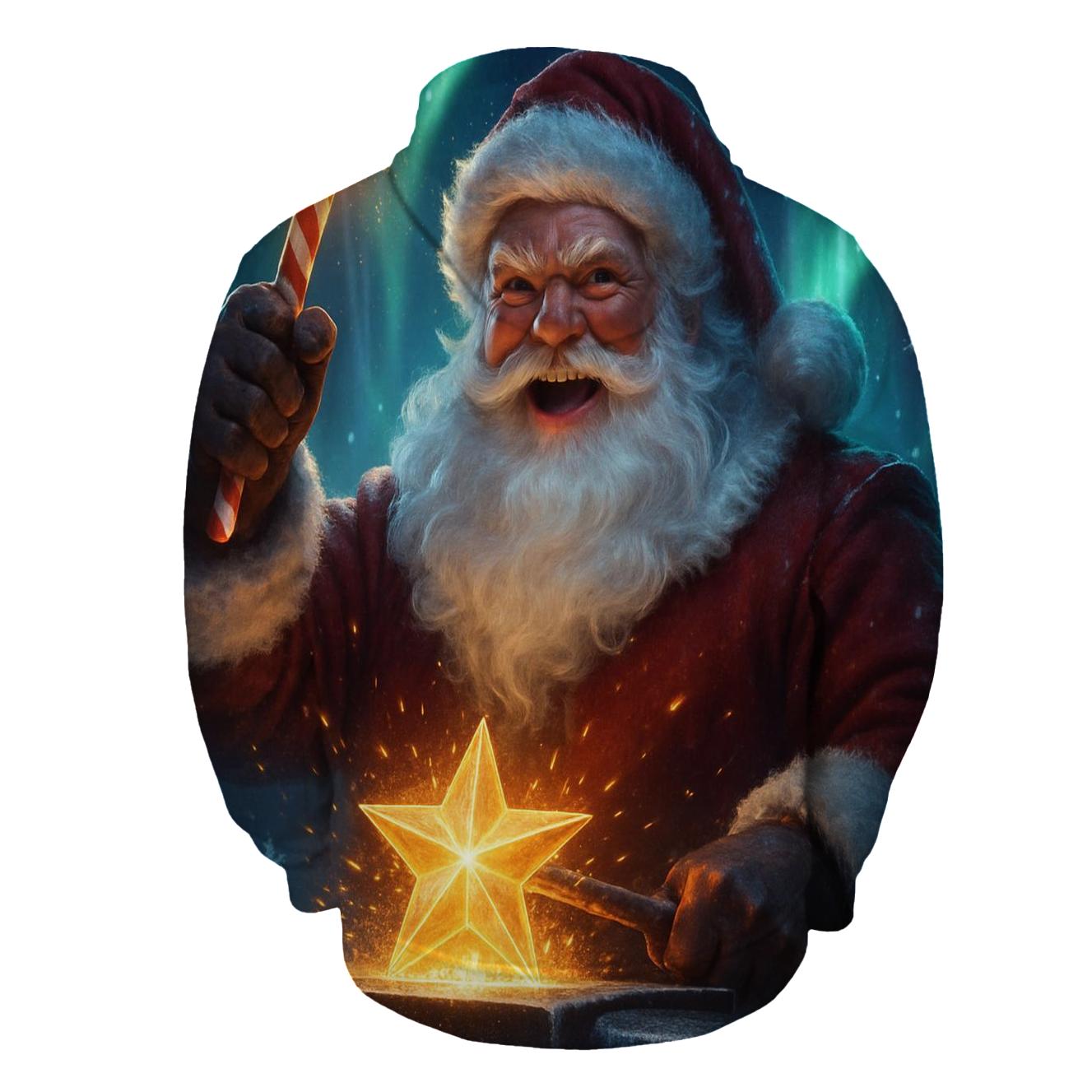 Frostfire Santa In The Aurora Forge premium hoodies