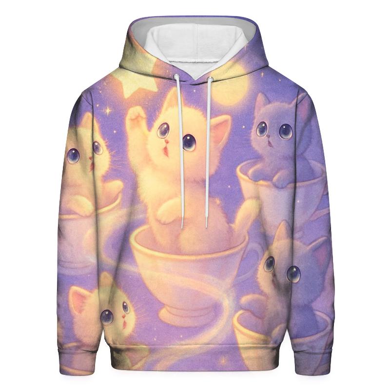 Moonlit Teacup Kitten Carousel custom hoodies