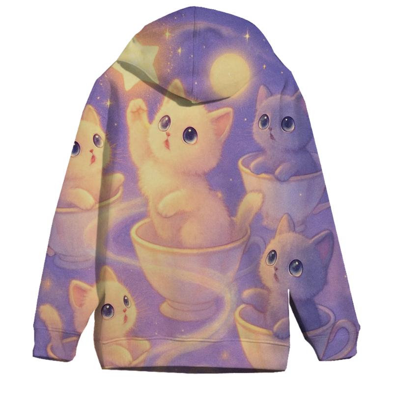 Moonlit Teacup Kitten Carousel custom hoodies