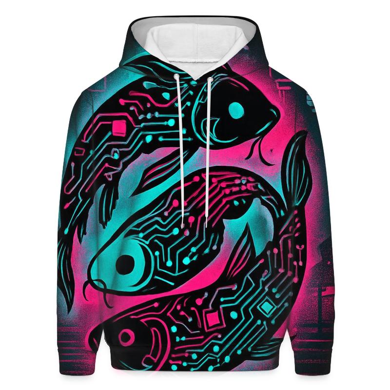 Neon Night Market Koi Circuit zip-up hoodies