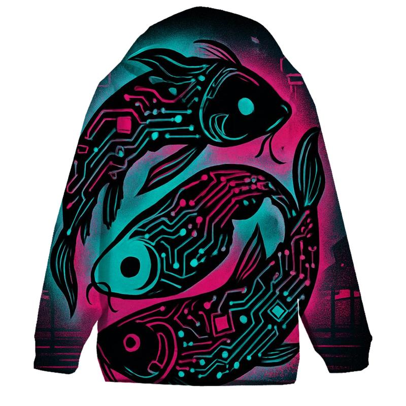 Neon Night Market Koi Circuit zip-up hoodies