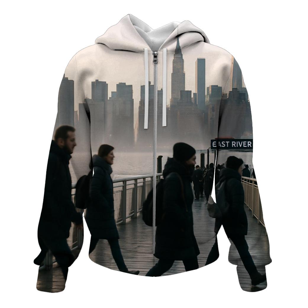 Gantry Plaza Dawn Commute Across The East River designer hoodies