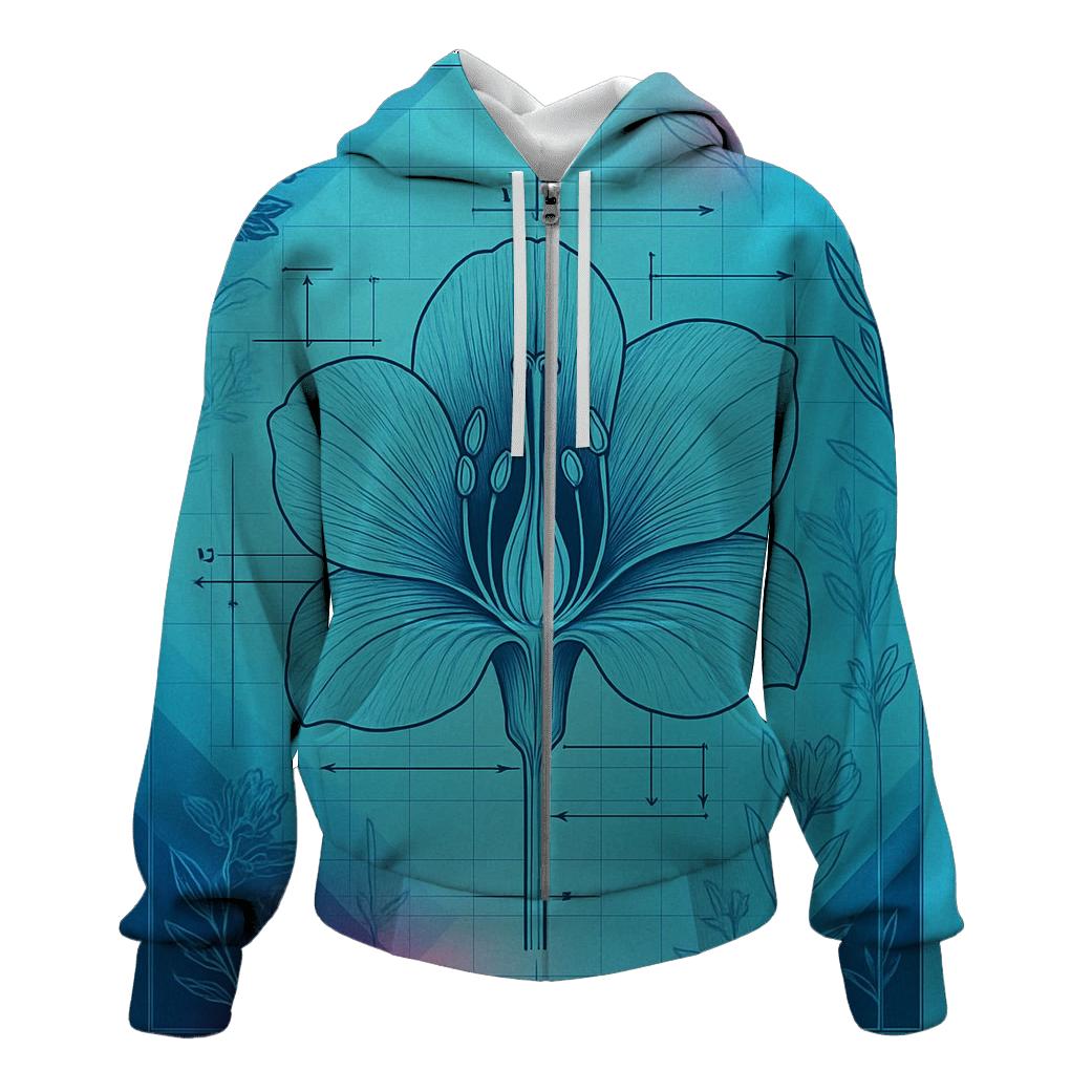Prismatic Blueprint Botanical printed hoodies