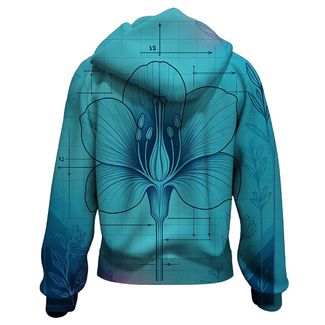 Prismatic Blueprint Botanical printed hoodies