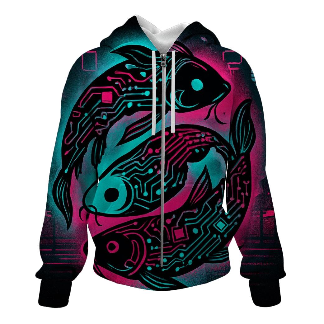 Neon Night Market Koi Circuit hoodie styles