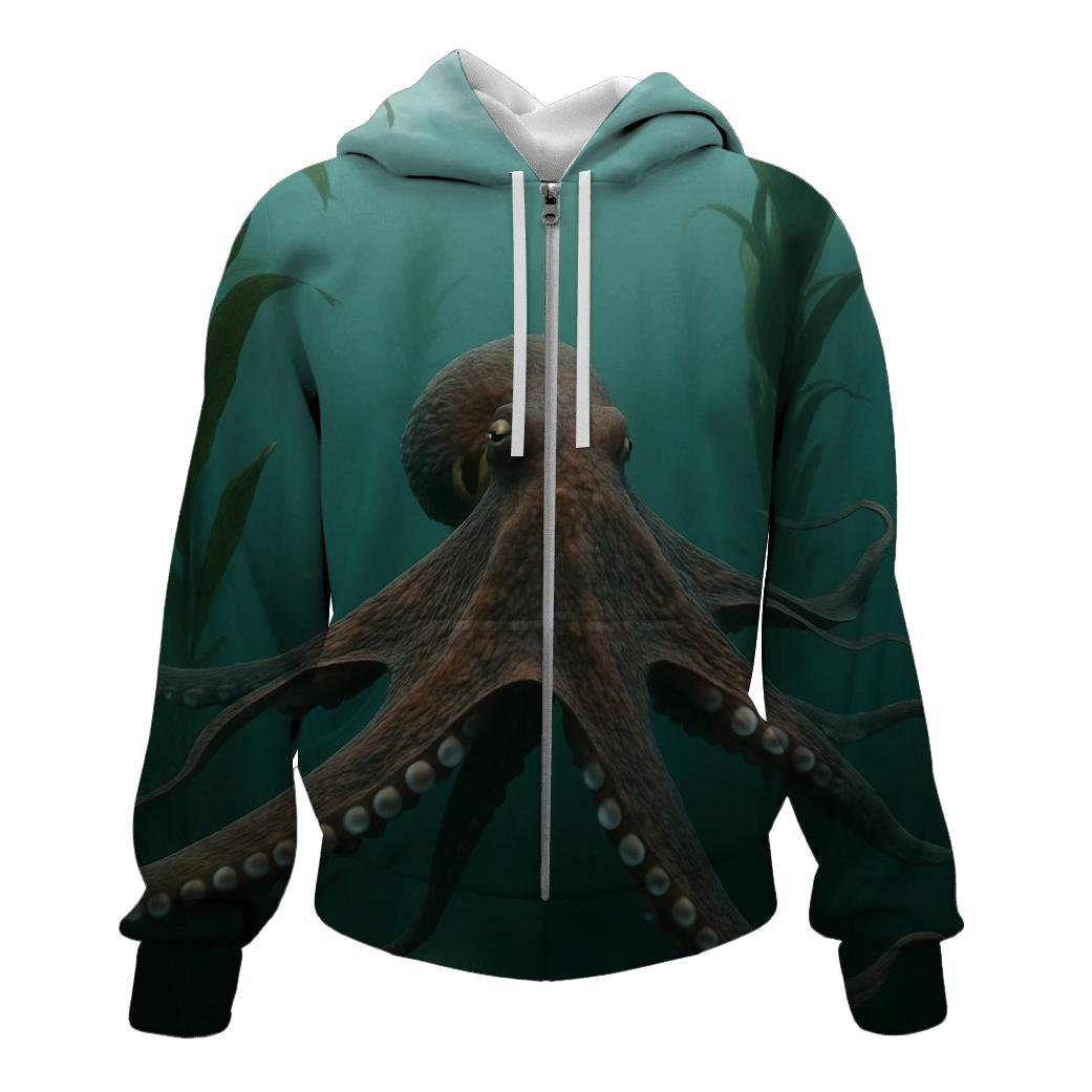 Kelp Forest Glide Giant Pacific Octopus heavyweight hoodies