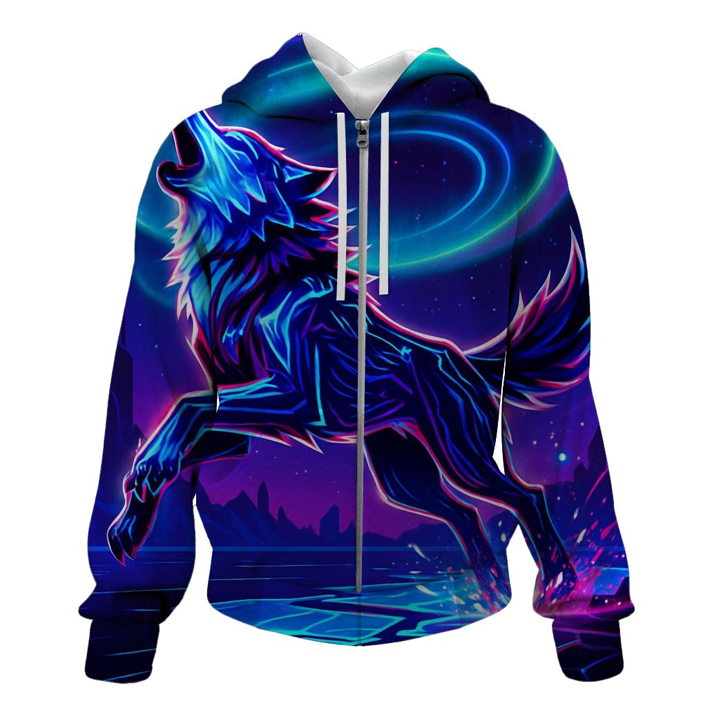 Neon Tundra Circuit Howl graphic hoodies