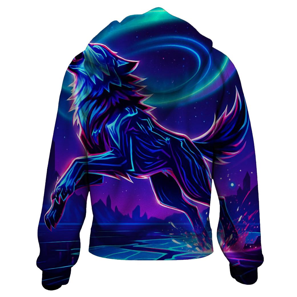 Neon Tundra Circuit Howl graphic hoodies