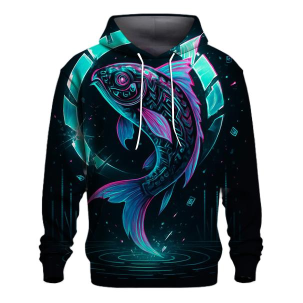 Neon Koi Of The Glitch Lagoon premium hoodies