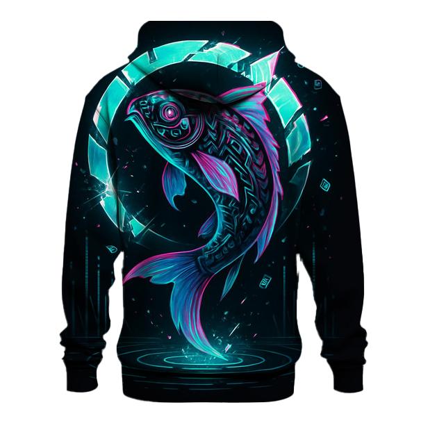 Neon Koi Of The Glitch Lagoon premium hoodies