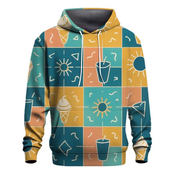 Mall Food Court Neon Tiles printed hoodies