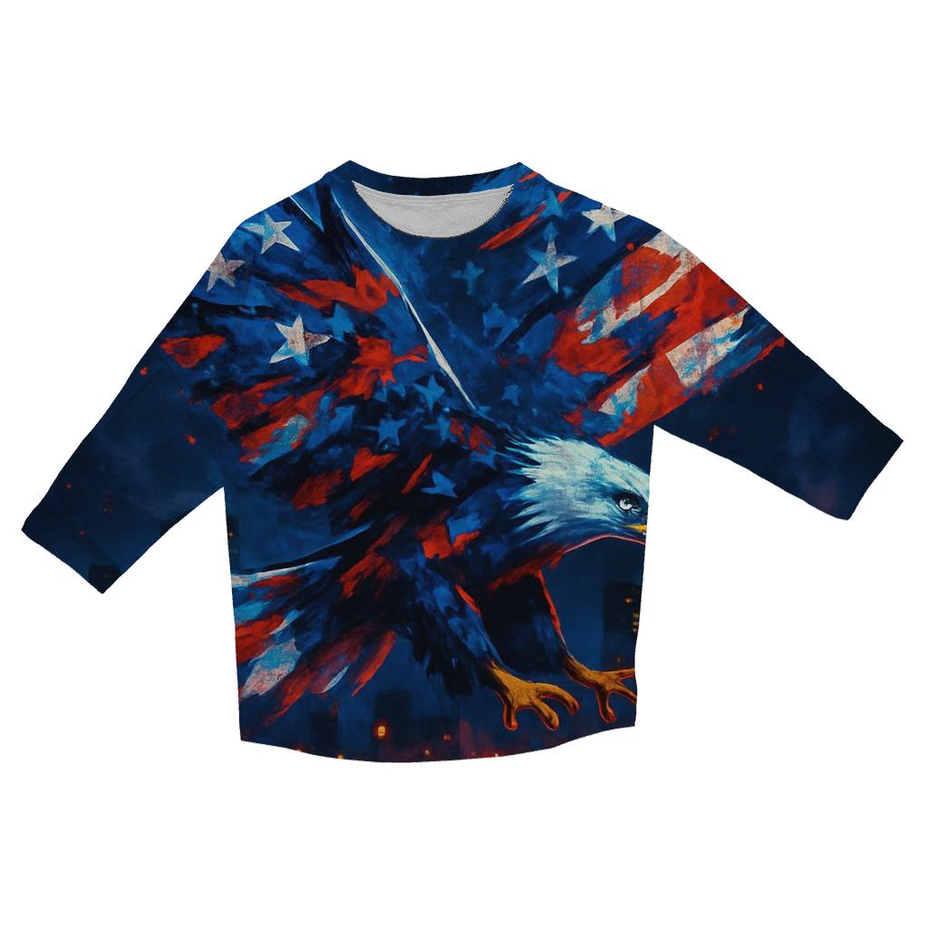 Neon Skyline Stripes designer 3/4 sleeve blouses