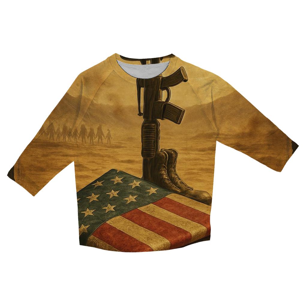 Desert Memorial Mirage Of The Folded Flag fashion 3/4 sleeve shirts