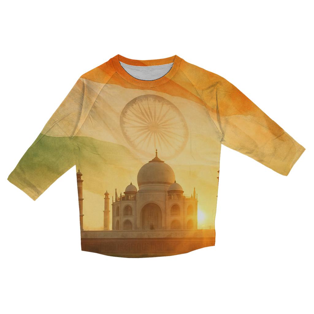 Lotus River Double Exposure Flag Of India fashion 3/4 sleeve shirts