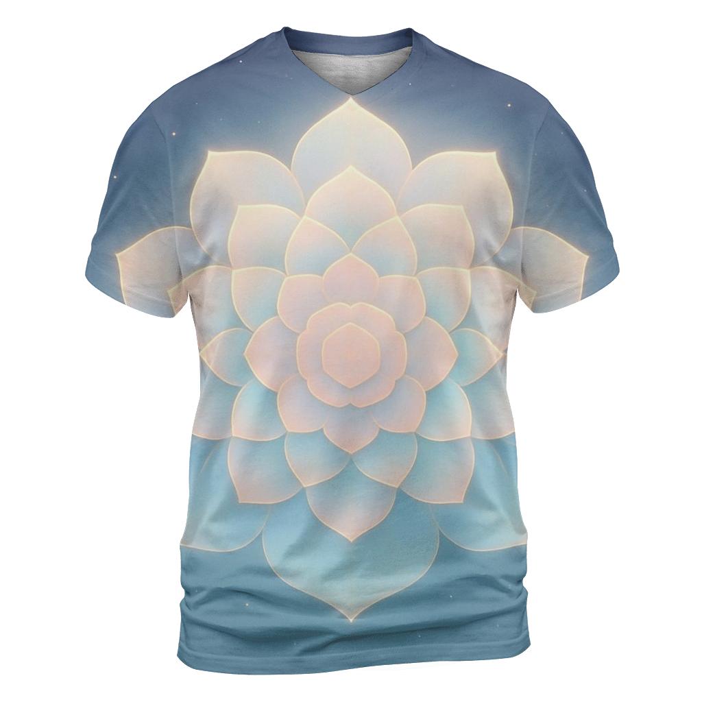Aurora Bloom Geometry vibrant all-over design tees