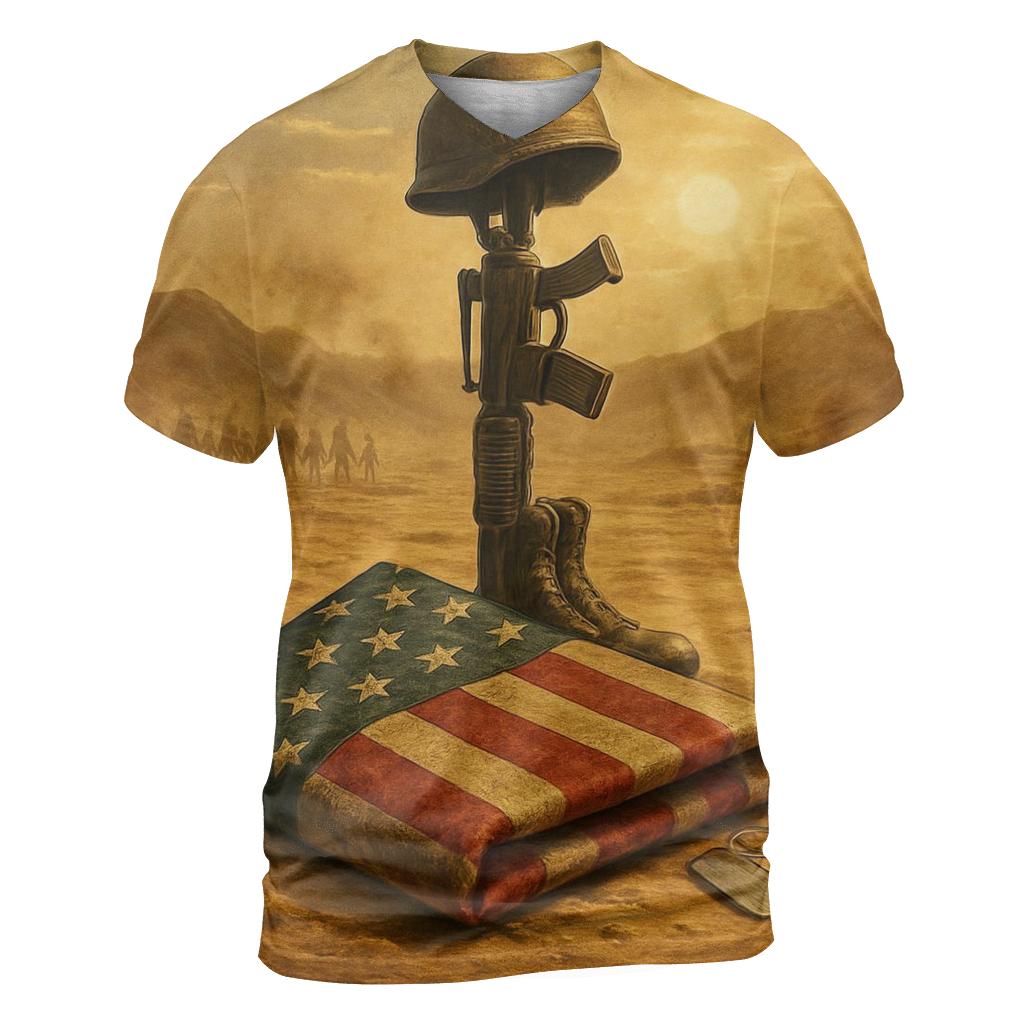 Desert Memorial Mirage Of The Folded Flag unique graphic print tees