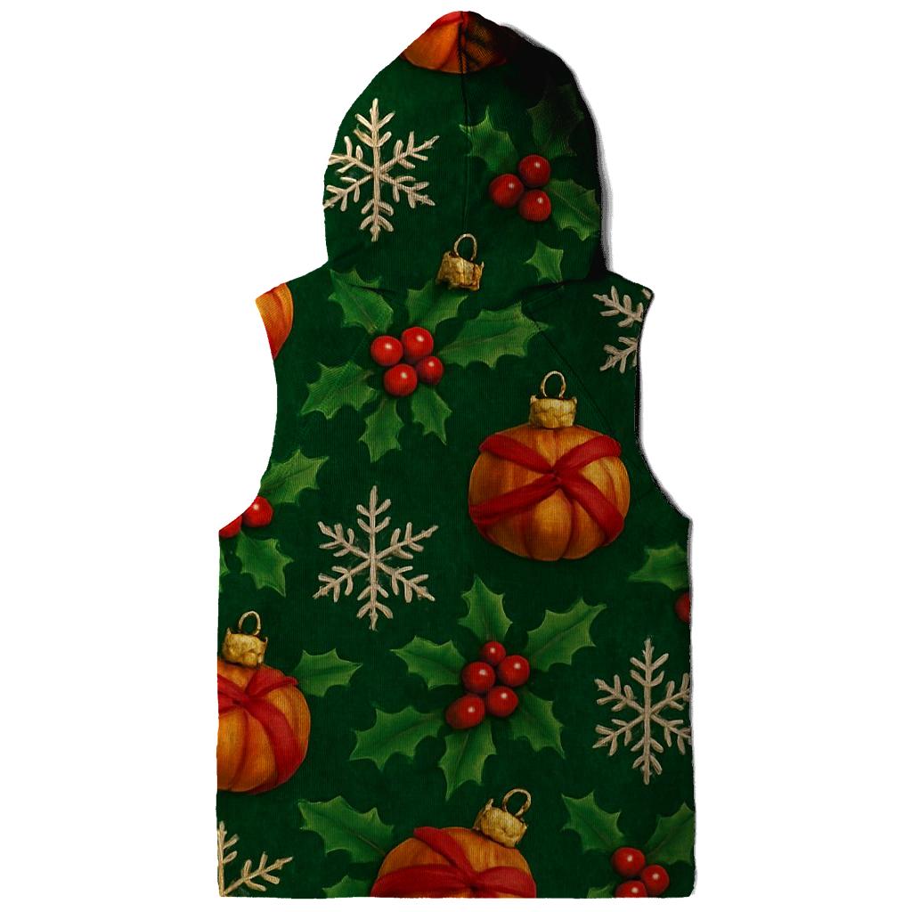 Holly Wrapped Pumpkin Ornament Tessellation On Deep Green Background hoodie styles