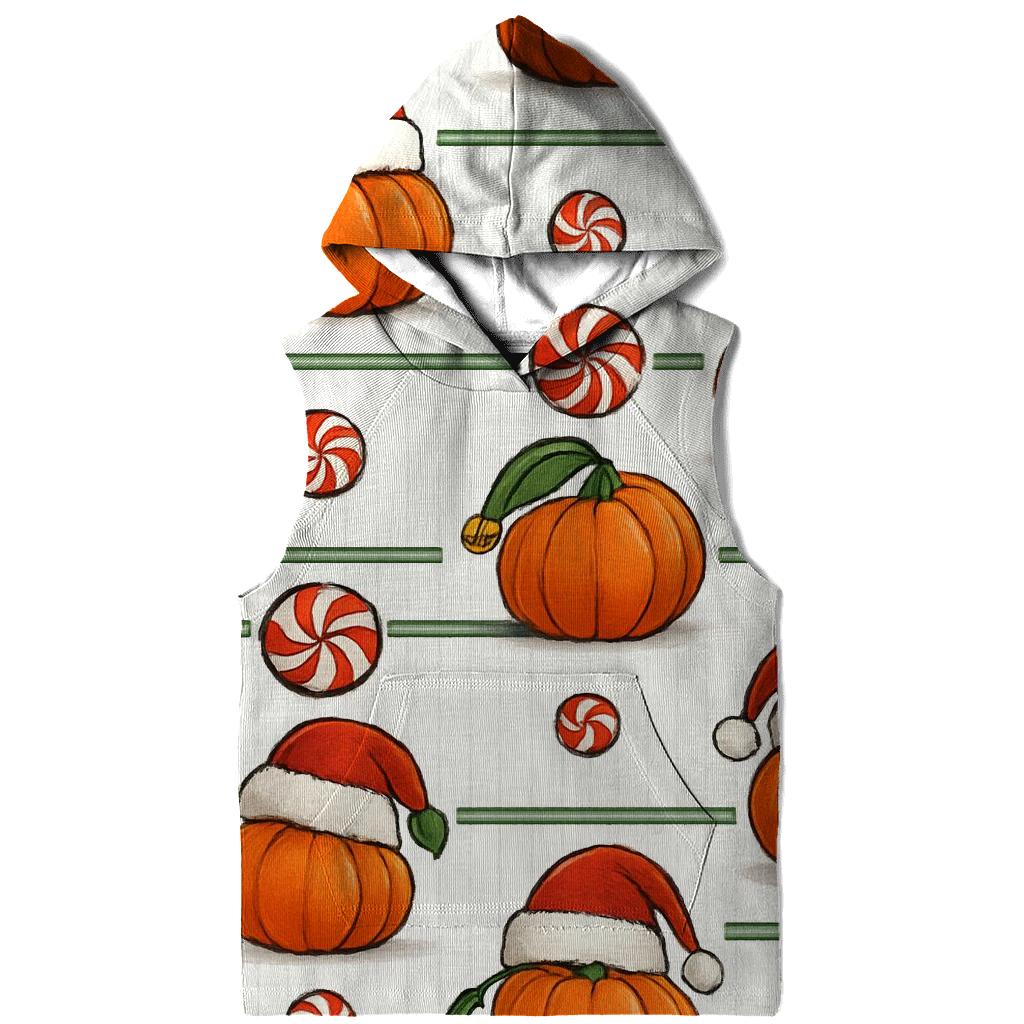Santa Hat Pumpkin Stripe Grid On White Background pullover hoodies