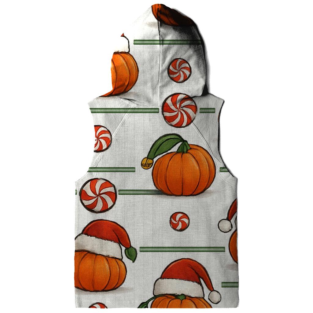 Santa Hat Pumpkin Stripe Grid On White Background pullover hoodies