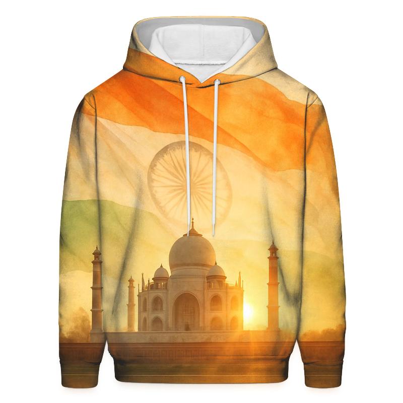 Lotus River Double Exposure Flag Of India heavyweight hoodies