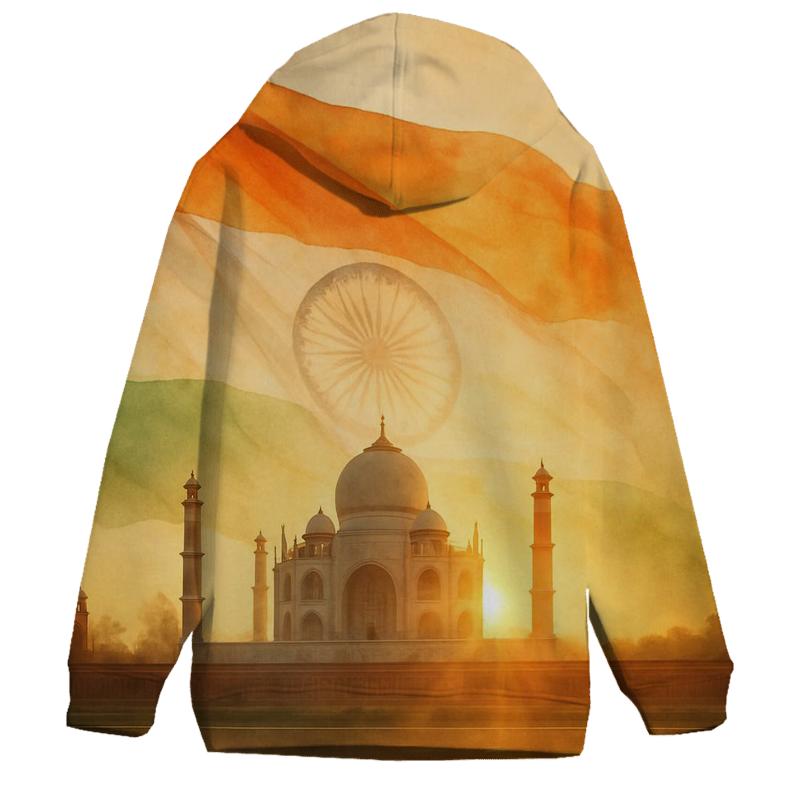 Lotus River Double Exposure Flag Of India heavyweight hoodies