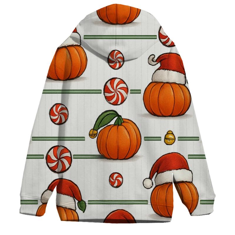 Santa Hat Pumpkin Stripe Grid On White Background custom hoodies