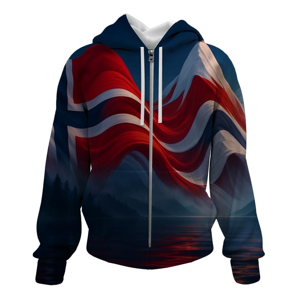 Aurora Fjord Flag Of Norway premium hoodies