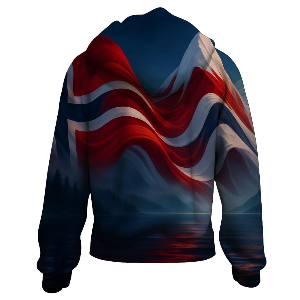 Aurora Fjord Flag Of Norway premium hoodies
