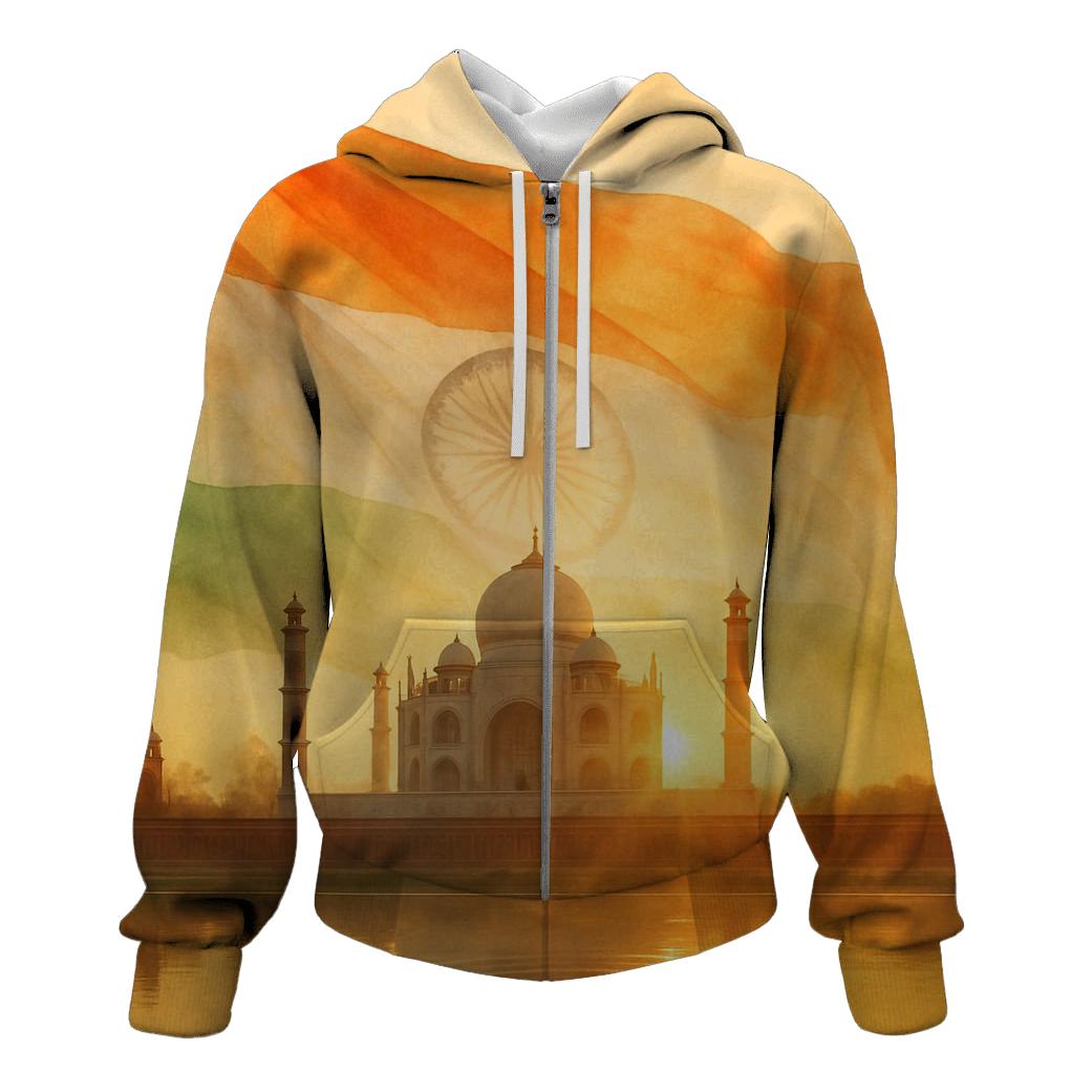 Lotus River Double Exposure Flag Of India custom hoodies