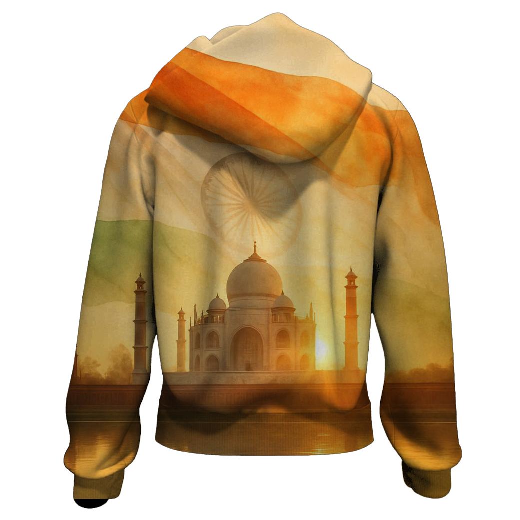 Lotus River Double Exposure Flag Of India custom hoodies