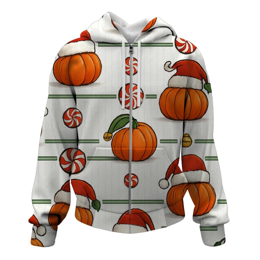 Santa Hat Pumpkin Stripe Grid On White Background heavyweight hoodies