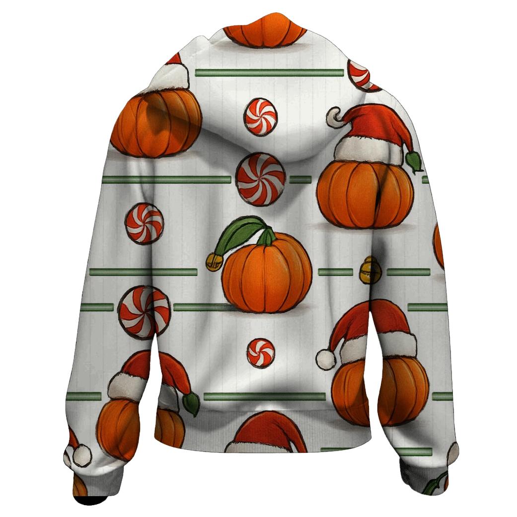 Santa Hat Pumpkin Stripe Grid On White Background heavyweight hoodies