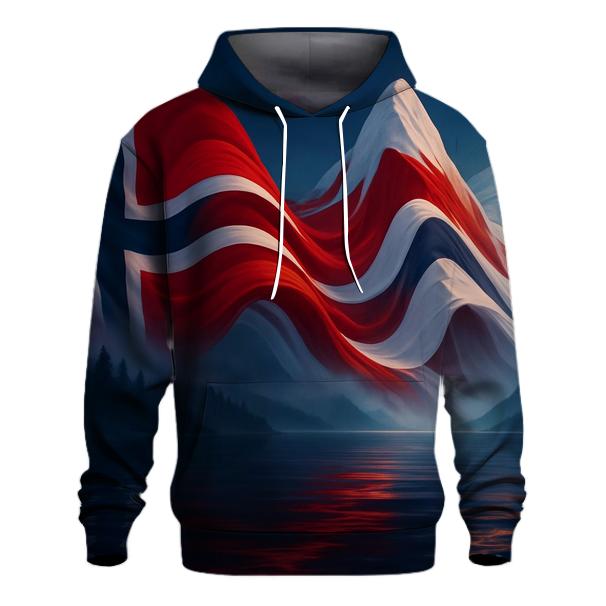 Aurora Fjord Flag Of Norway premium hoodies