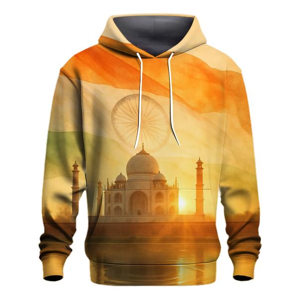 Lotus River Double Exposure Flag Of India heavyweight hoodies