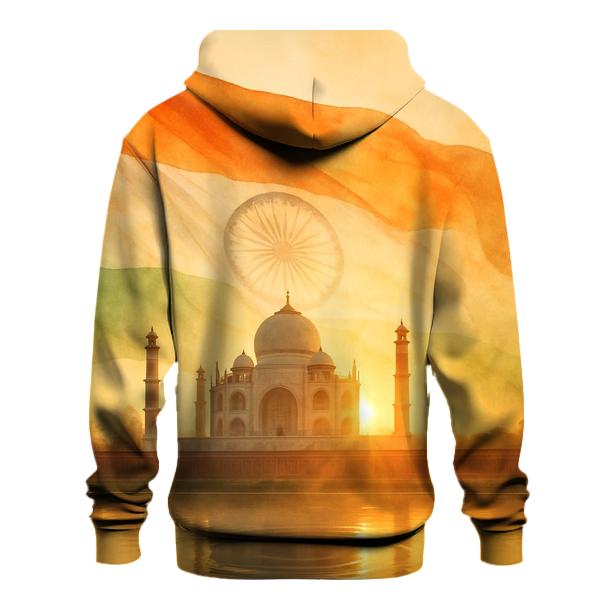 Lotus River Double Exposure Flag Of India heavyweight hoodies