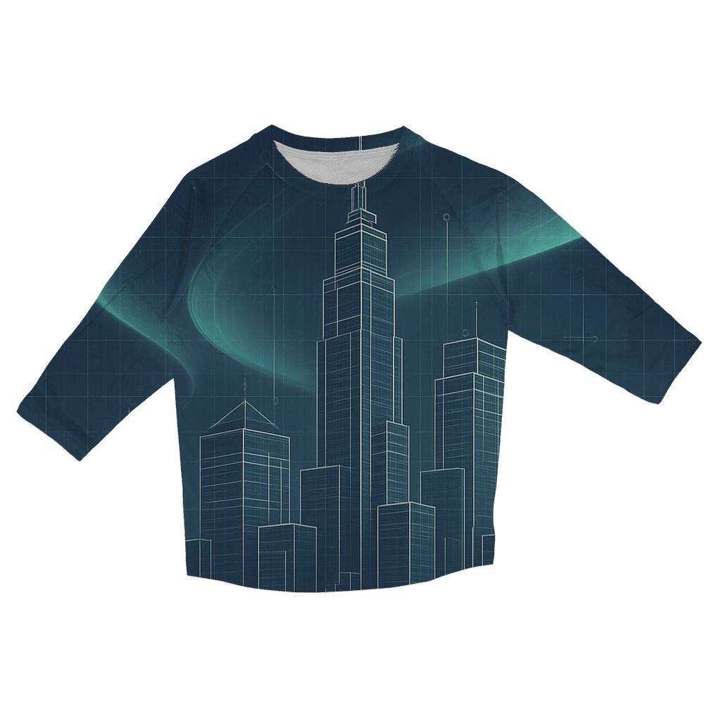Aurora Blueprint Cityscape trendy 3/4 sleeve tops