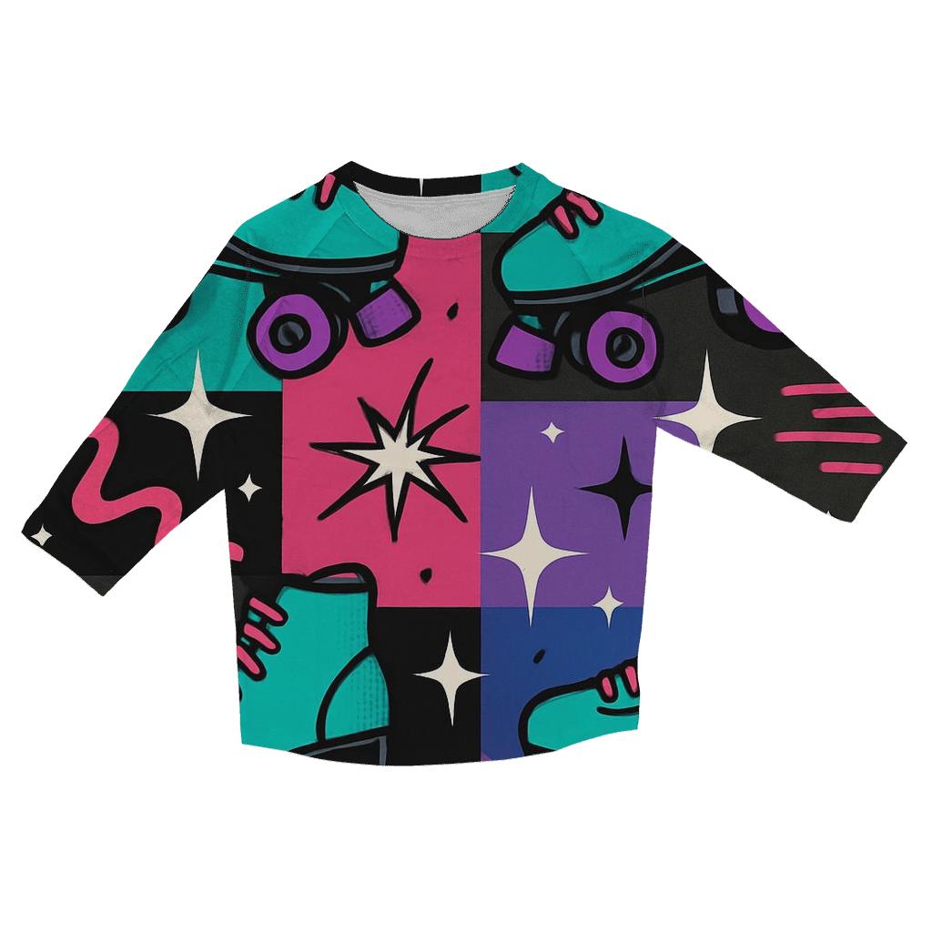 Roller Rink Neon Confetti personalized 3/4 sleeve tees