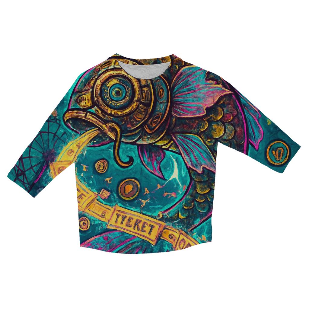 The Clockwork Koi Carnival printed three quarter sleeve shirts