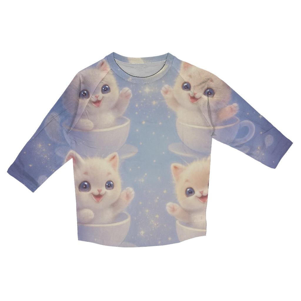 Moonlit Teacup Kitten Carousel fashion 3/4 sleeve shirts
