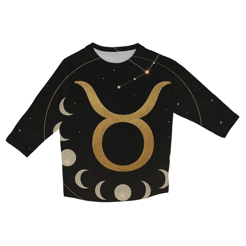 Taurus Lunar Exaltation Bull And Crescent Seal trendy 3/4 sleeve tops