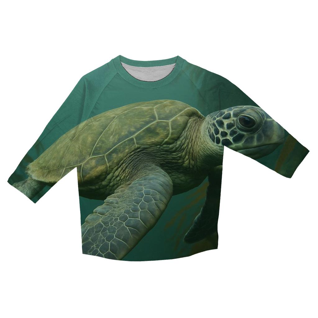 Kelp Forest Glide Green Sea Turtle stylish quarter sleeve tops