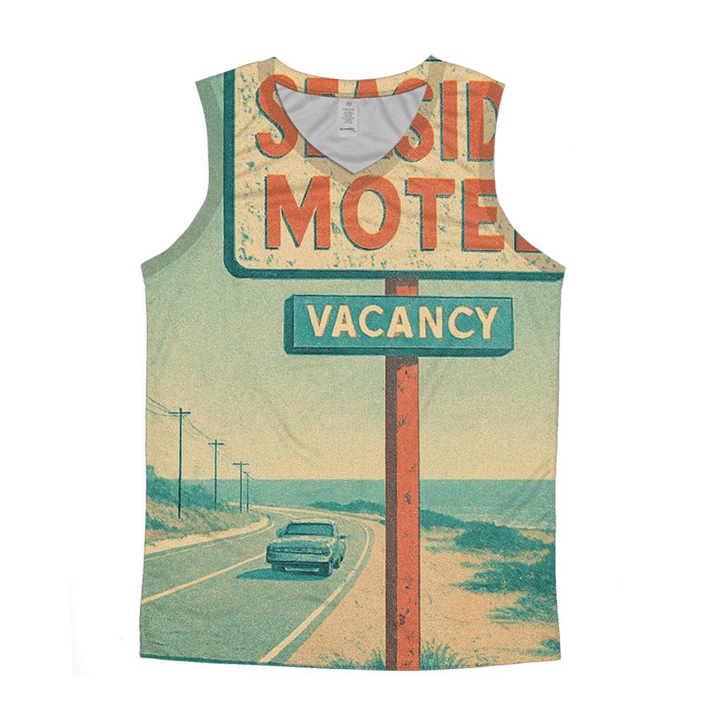 Faded Seaside Motel Vacancy Sign casual summer tank tops