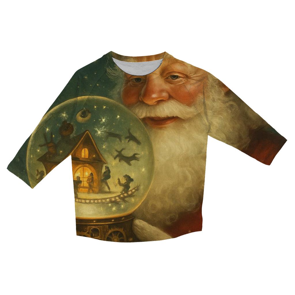 Starry Workshop Santa In Clockwork Snowglobe custom 3/4 sleeve shirts