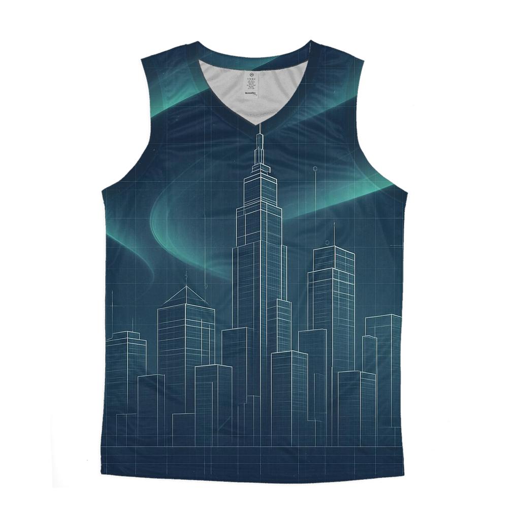 Aurora Blueprint Cityscape graphic print tank tops