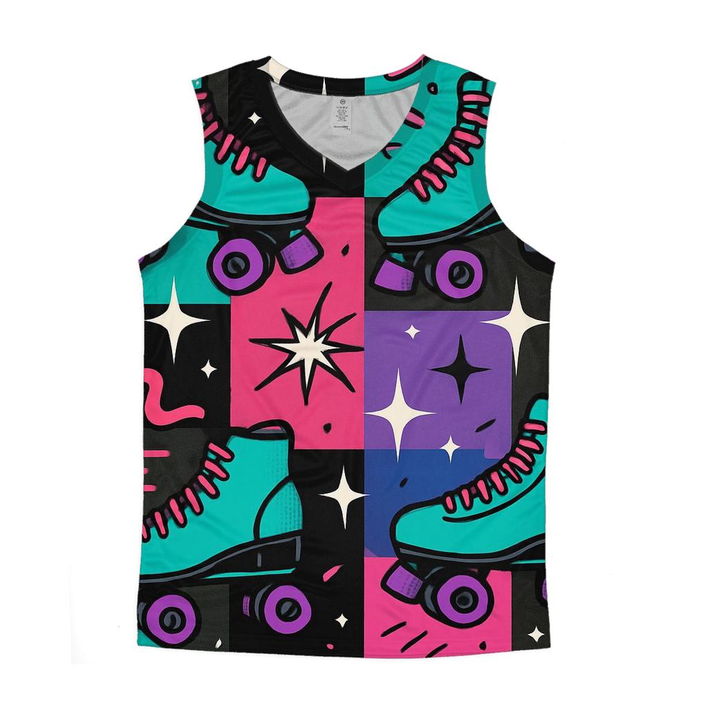 Roller Rink Neon Confetti graphic print tank tops