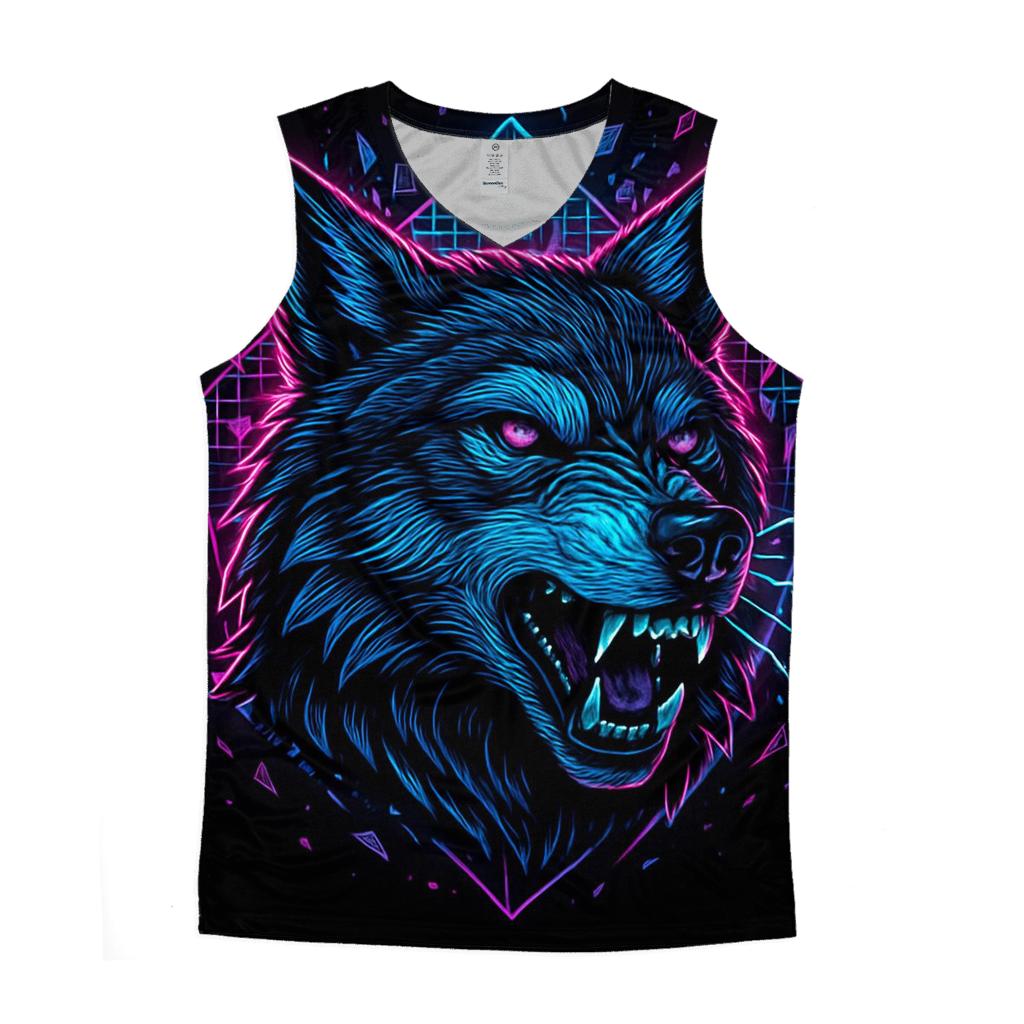 Obsidian Circuit Wolf Sentinel sports performance tank tops